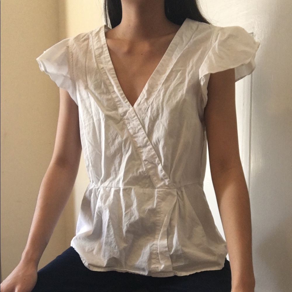 J Crew | Strong shoulder White Blouse